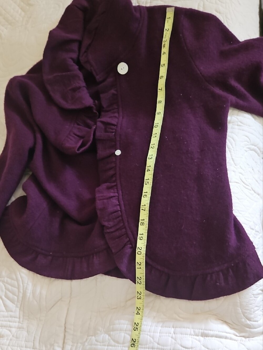 Colour Works Plum Ruffle-Trim Button Cardigan - Picture 14 of 15